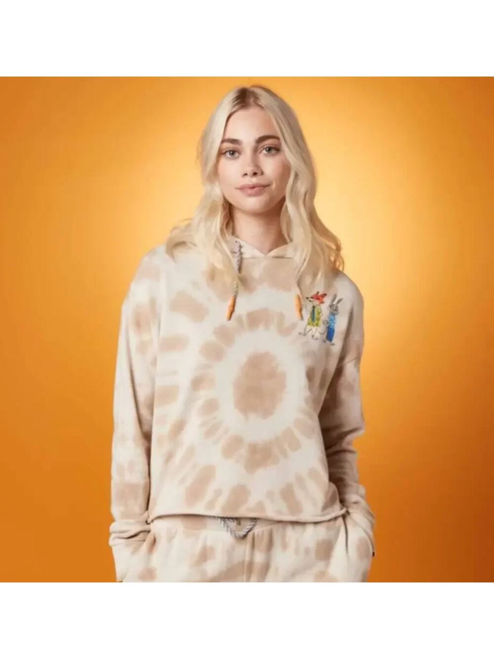 Disney Zootopia Her Universe beige tie dye cut off pullover hoodie womens 3X